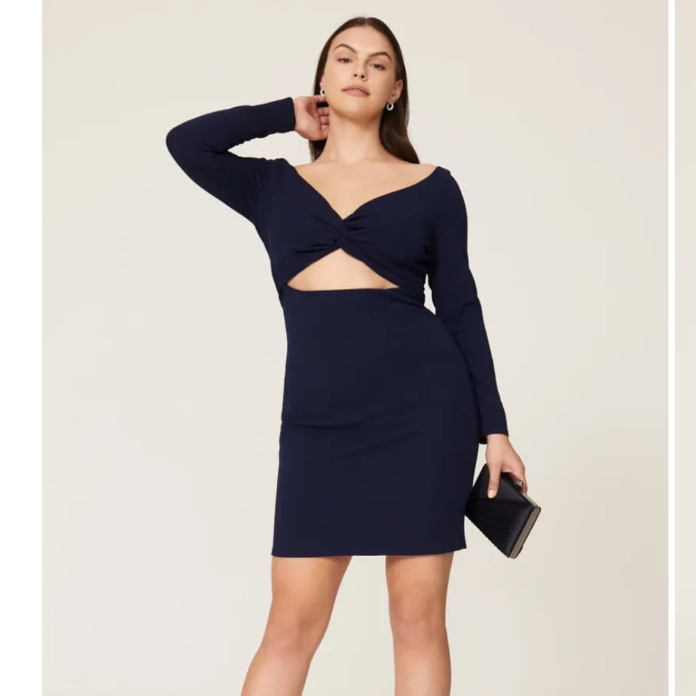 Dress The Population Jade Cut Out Sheath Dress Navy Blue Cocktail Dress XS
